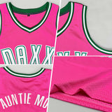 Custom Pink White-Kelly Green Authentic Throwback Basketball Jersey