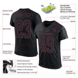 Custom Black Burgundy Mesh Authentic Football Jersey