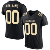 Custom Black Cream Mesh Authentic Football Jersey