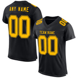 Custom Black Gold Mesh Authentic Football Jersey