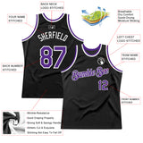 Custom Black Purple-White Authentic Throwback Basketball Jersey