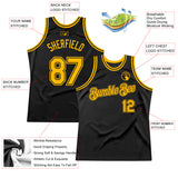 Custom Black Gold Authentic Throwback Basketball Jersey