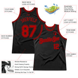 Custom Black Red Authentic Throwback Basketball Jersey