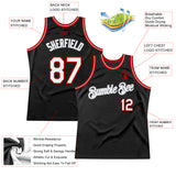 Custom Black White-Red Authentic Throwback Basketball Jersey