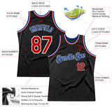 Custom Black Red-Royal Authentic Throwback Basketball Jersey