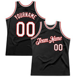 Custom Black White-Red Authentic Throwback Basketball Jersey