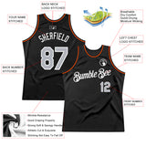 Custom Black Gray-Orange Authentic Throwback Basketball Jersey