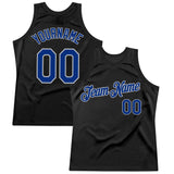 Custom Black Royal-Gray Authentic Throwback Basketball Jersey