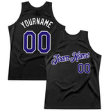 Custom Black Dark Purple-White Authentic Throwback Basketball Jersey