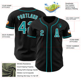 Custom Black Teal-White Authentic Baseball Jersey