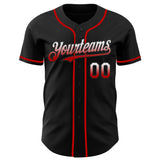 Custom Black White-Red Authentic Baseball Jersey