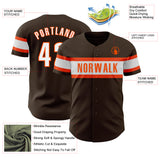 Custom Brown White-Orange Authentic Baseball Jersey