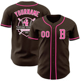 Custom Brown Pink-White Authentic Baseball Jersey