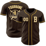 Custom Brown Cream-Old Gold Authentic Baseball Jersey