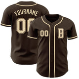 Custom Brown Cream Authentic Baseball Jersey