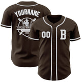 Custom Brown White-Gray Authentic Baseball Jersey