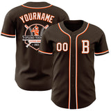 Custom Brown White-Orange Authentic Baseball Jersey