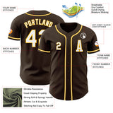 Custom Brown White-Gold Authentic Baseball Jersey