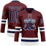 Custom Burgundy Navy-White Hockey Lace Neck Jersey