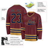 Custom Burgundy Navy-Old Gold Hockey Jersey