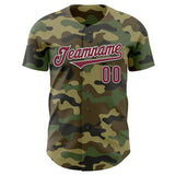 Custom Camo Burgundy-Black Authentic Salute To Service Baseball Jersey