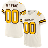 Custom Cream Gold-Brown Mesh Authentic Football Jersey