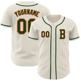 Custom Cream Green-Orange Authentic Baseball Jersey