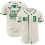 Custom Cream Kelly Green Authentic Baseball Jersey