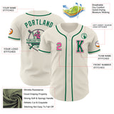 Custom Cream Pink-Kelly Green Authentic Baseball Jersey