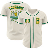 Custom Cream Kelly Green-Gold Authentic Baseball Jersey