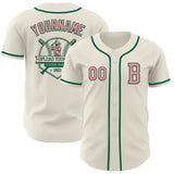 Custom Cream Medium Pink-Kelly Green Authentic Baseball Jersey