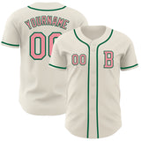 Custom Cream Medium Pink-Kelly Green Authentic Baseball Jersey