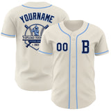 Custom Cream Navy-Light Blue Authentic Baseball Jersey