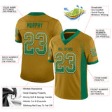 Custom Old Gold Kelly Green-White Mesh Drift Fashion Football Jersey