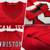 Custom Red White-Black Mesh Authentic Football Jersey