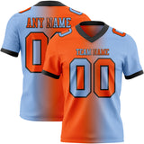 Custom Light Blue Orange-Black Mesh Authentic Gradient Fashion Football Jersey