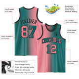 Custom Teal Medium Pink-Black Authentic Gradient Fashion Basketball Jersey