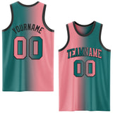 Custom Teal Medium Pink-Black Authentic Gradient Fashion Basketball Jersey