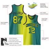 Custom Teal Neon Yellow-Black Authentic Gradient Fashion Basketball Jersey