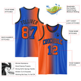 Custom Thunder Blue Orange-Black Authentic Gradient Fashion Basketball Jersey