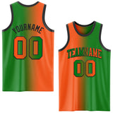 Custom Grass Green Orange-Black Authentic Gradient Fashion Basketball Jersey