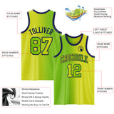 Custom Neon Yellow Neon Green-Navy Authentic Gradient Fashion Basketball Jersey