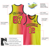 Custom Neon Yellow Neon Pink-Black Authentic Gradient Fashion Basketball Jersey