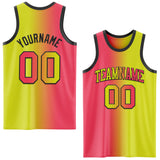 Custom Neon Yellow Neon Pink-Black Authentic Gradient Fashion Basketball Jersey