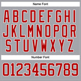 Custom Gray Red-White Hockey Lace Neck Jersey