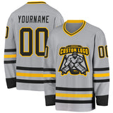 Custom Gray Black-Gold Hockey Jersey