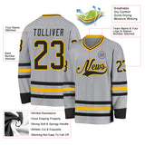 Custom Gray Black-Gold Hockey Jersey