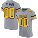 Custom Gray Gold-White Mesh Authentic Football Jersey