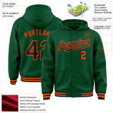 Custom Kelly Green Black-Orange Bomber Full-Snap Varsity Letterman Hoodie Jacket