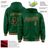 Custom Kelly Green Black-Old Gold Bomber Full-Snap Varsity Letterman Hoodie Jacket